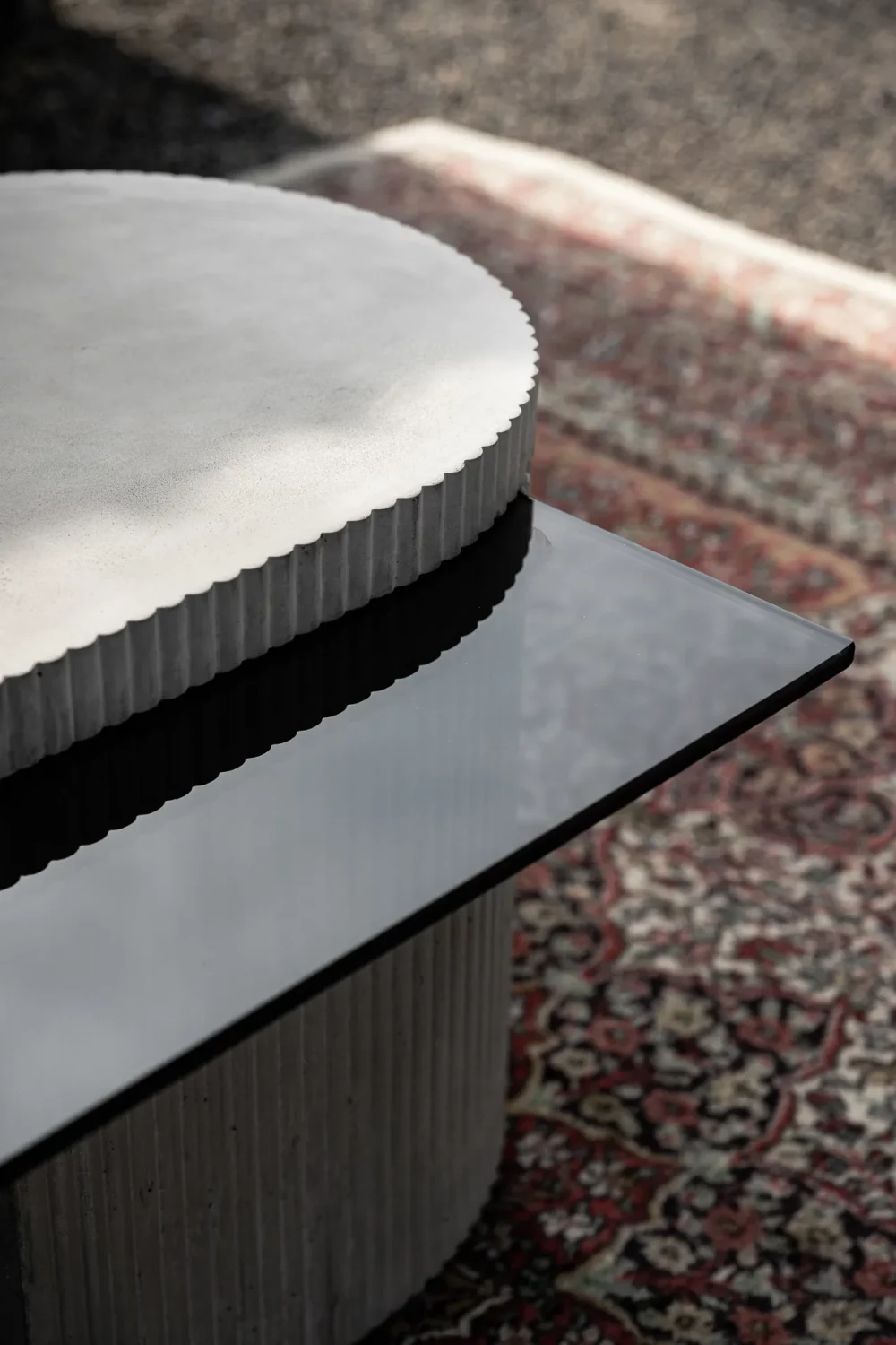 Zoom on the concrete coffee tables