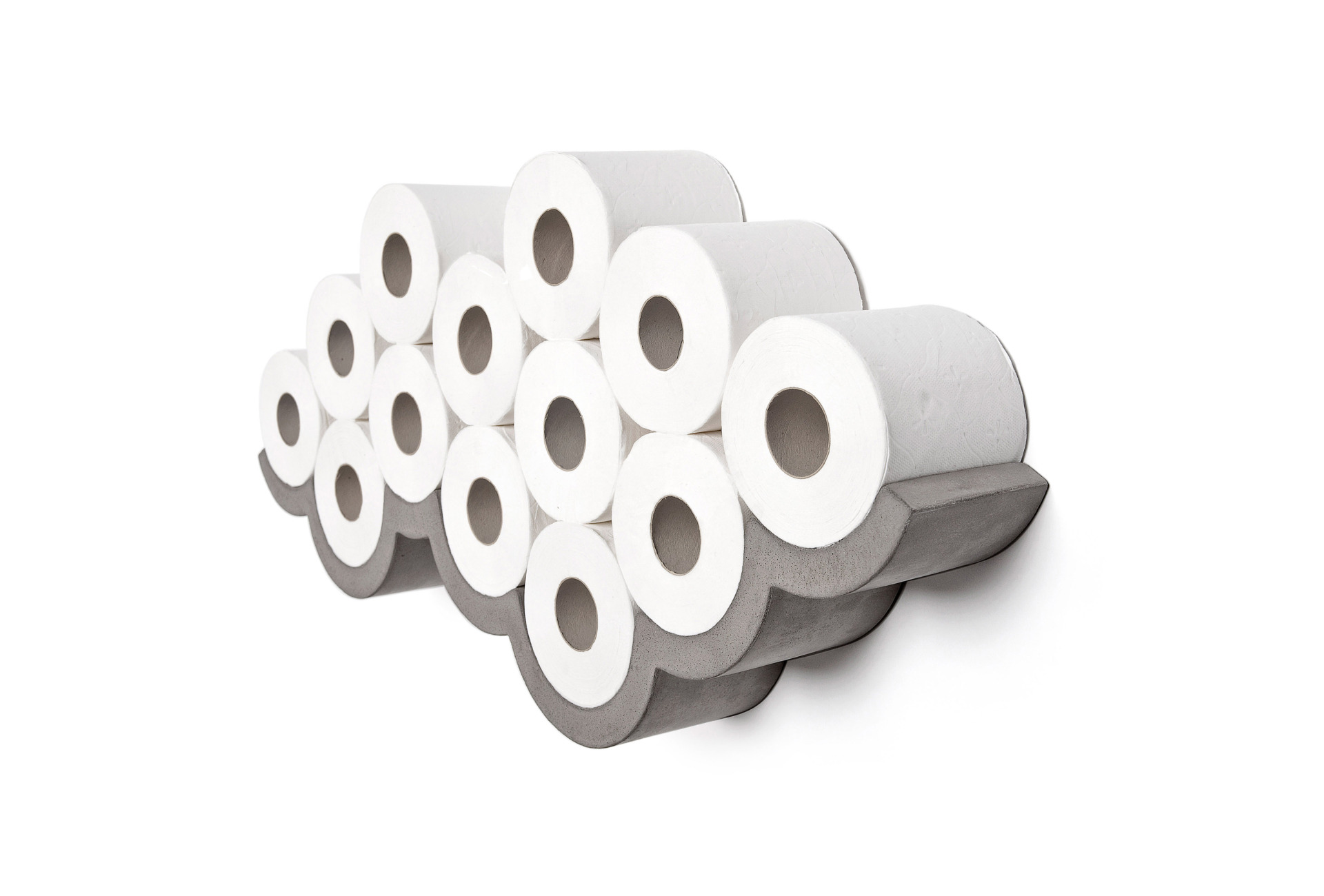 Original concrete shelf in the shape of a cloud for toilet paper