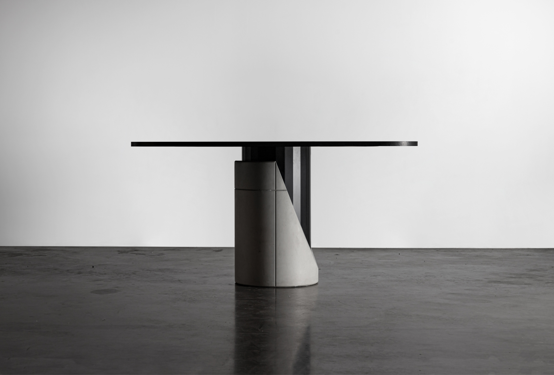 Concrete, wood and metal dining table by Bertrand Jayr for Lyon béton